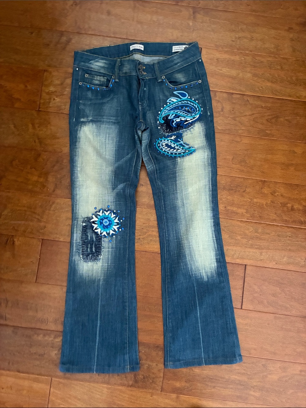 People For Peace Paisley Embroidered & Rhinestone Boho Jeans- 27 - NWOT